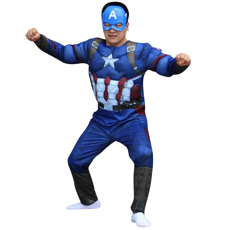 Avengers Superhero Cosplay Costume Captain America Adult Muscle Tank Top Set Carnival Party Outfit