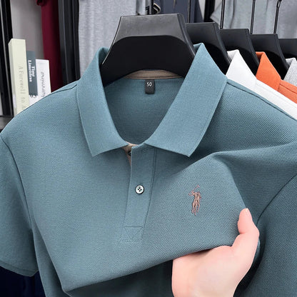 100% pure cotton high-end brand men's short sleeve polo shirt comfort lightweight summer casual T-shirt youthful fashionable top