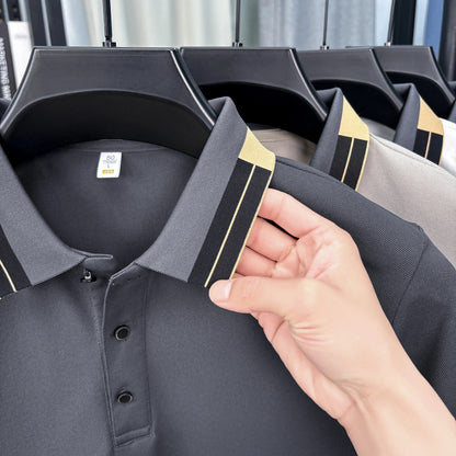 Men's Summer New Lapel Polo Shirt High Quality Casual Fashion Print Short Sleeve T-Shirt Versatile Trend Business Men's Clothing