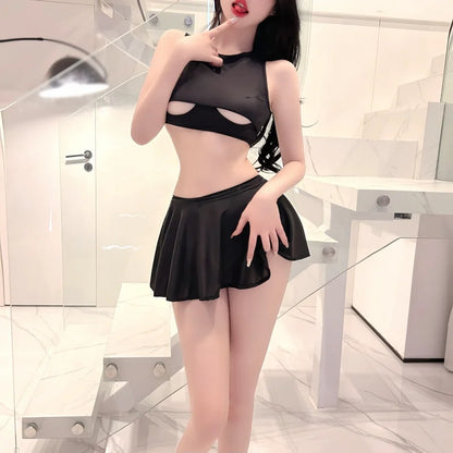 2026New Fashion Korean Japan Ultra thin Short Pleated skirt High Waist Sexy A Line silk Mini Skirts for Woman Spring Summer