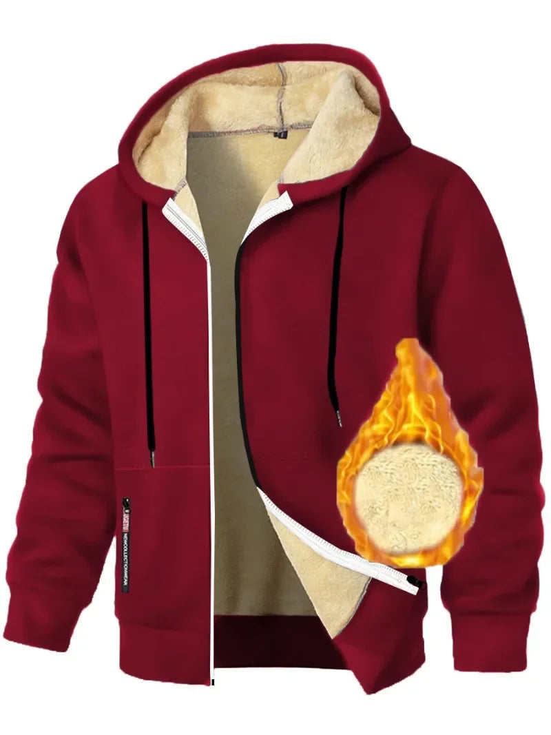 Animal Game Mens Casual Hooded for Men Fleece Sweatshirt Thick Sherpa Lined Hoodies Zipper Jacket Thick Heavyweight Sweatshirts