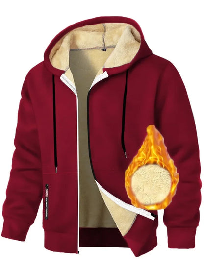 Animal Game Mens Casual Hooded for Men Fleece Sweatshirt Thick Sherpa Lined Hoodies Zipper Jacket Thick Heavyweight Sweatshirts