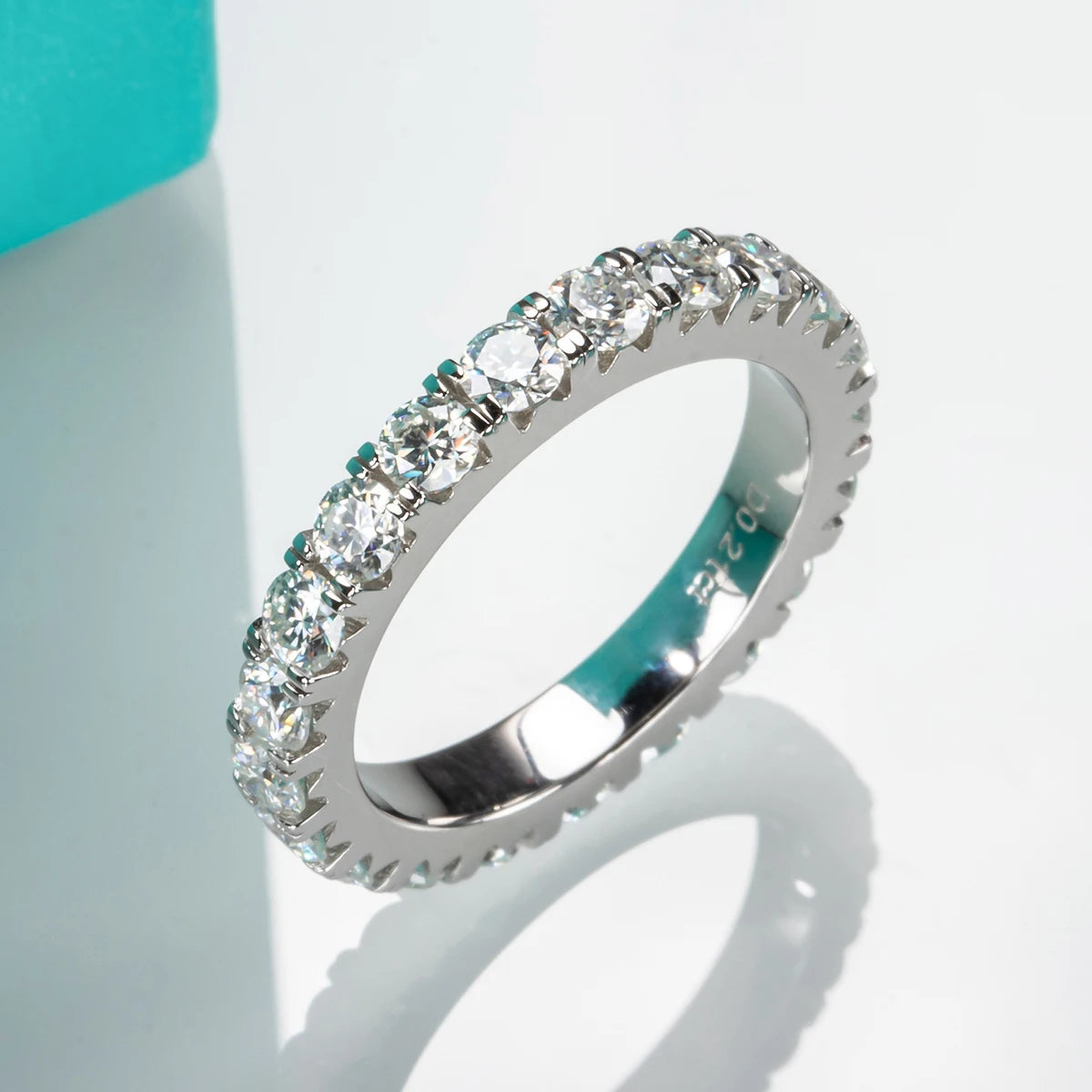 3mm 2-3ct D Color Moissanite Wedding Band Ring 925 Sterling Silver Eternity Band Engagement Rings for Women