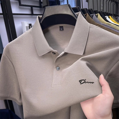 cotton100% hot sale men's new short sleeve polo shirt summer lapel letter printing ventilate t-shirt business classic mans wear