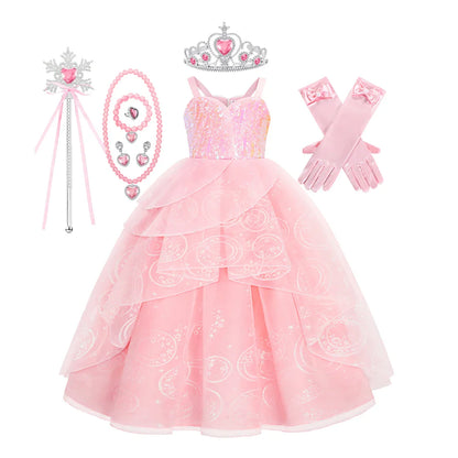 Children Pink Witch Dress Wicked Glinda Elphaba Clothes Cosplay Costume Girls Halloween Costume Kids Good Witch Princess Dresses