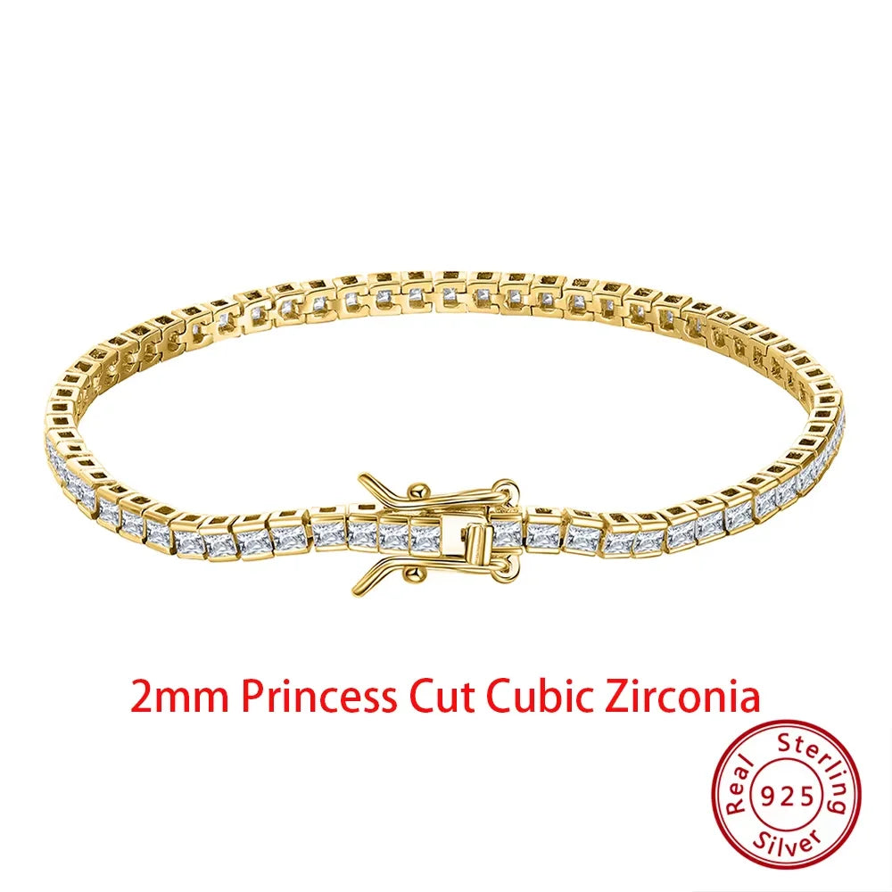 Shiny Tennis Bracelet 925 Sterling Silver 1.5/2/3mm Clear Cubic Zirconia for Women Luxury Chain Bracelet Jewelry SB143