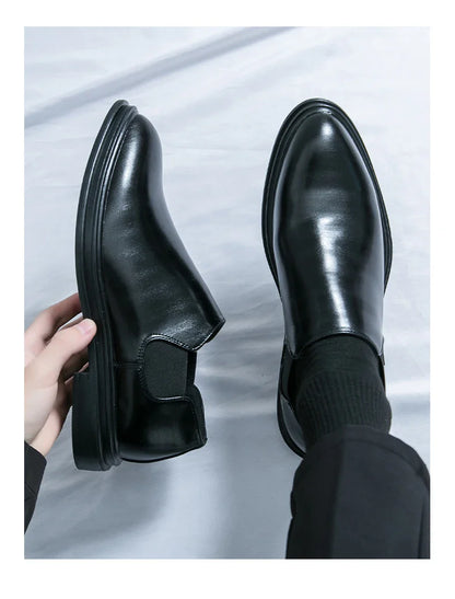 Men's riding boots British low-top short leather boots men's business formal leather shoes genuine leather casual Chelsea boots