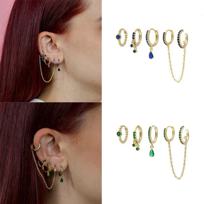 ROXI Ear Jewelry Set Water Drop Suit Earrings For Women Fashion Tassel Hoop Earring Piercing Pendientes Casual Street Jewelry