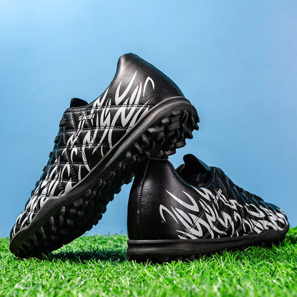 Men Women Kids Youth TF Turf Soccer Cleats PU+Fabric Upper Rubber Sole Non-Slip Wear-Resistant Training Shoes