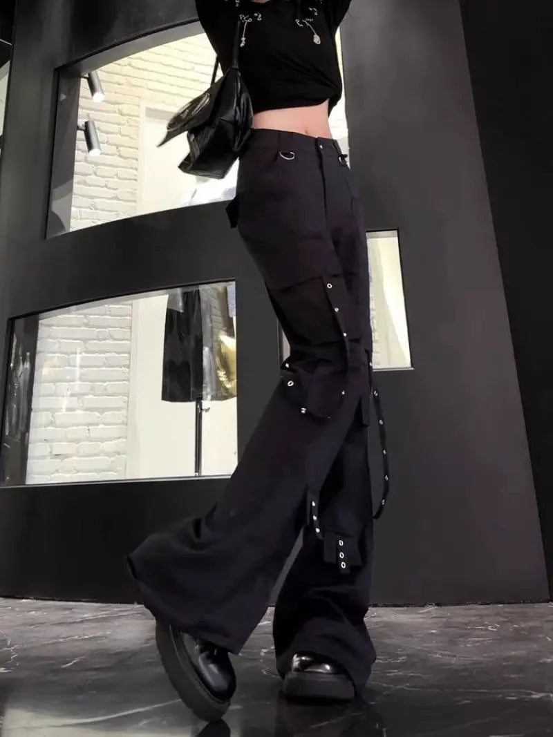 High Waist Design Bell-bottomed Trousers Darkness Style Jeans for Women