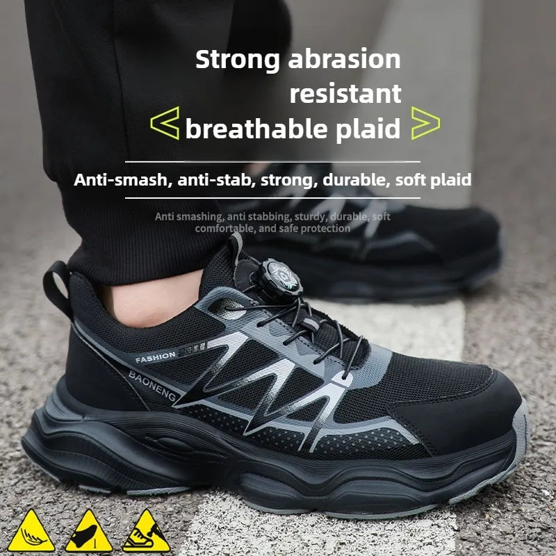 Anti Puncture Safety Shoes Steel Toe Anti Smash Lightweight Durable Slip Resistant Work Boots for Men Construction Industrial
