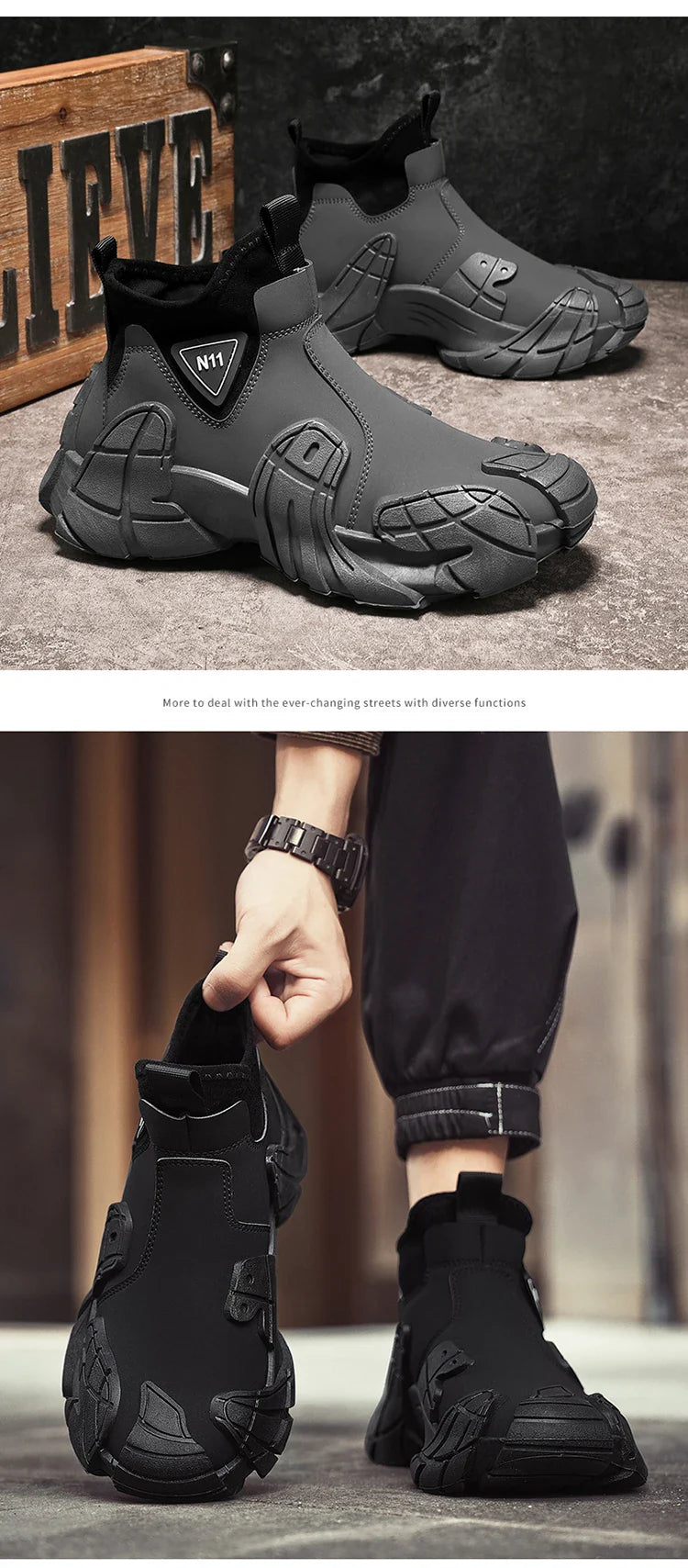 New fashion high top shoes for autumn and winter niche design lightweight casual lazy shoes thick soled ankle boots short boots