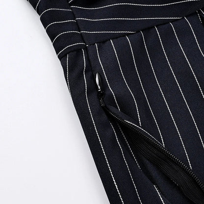 Elegant High Waist Stripe Shirt Dress Women 2025 Street Chic Long Sleeve Slim Dresses Female Office Single Breasted  Dress