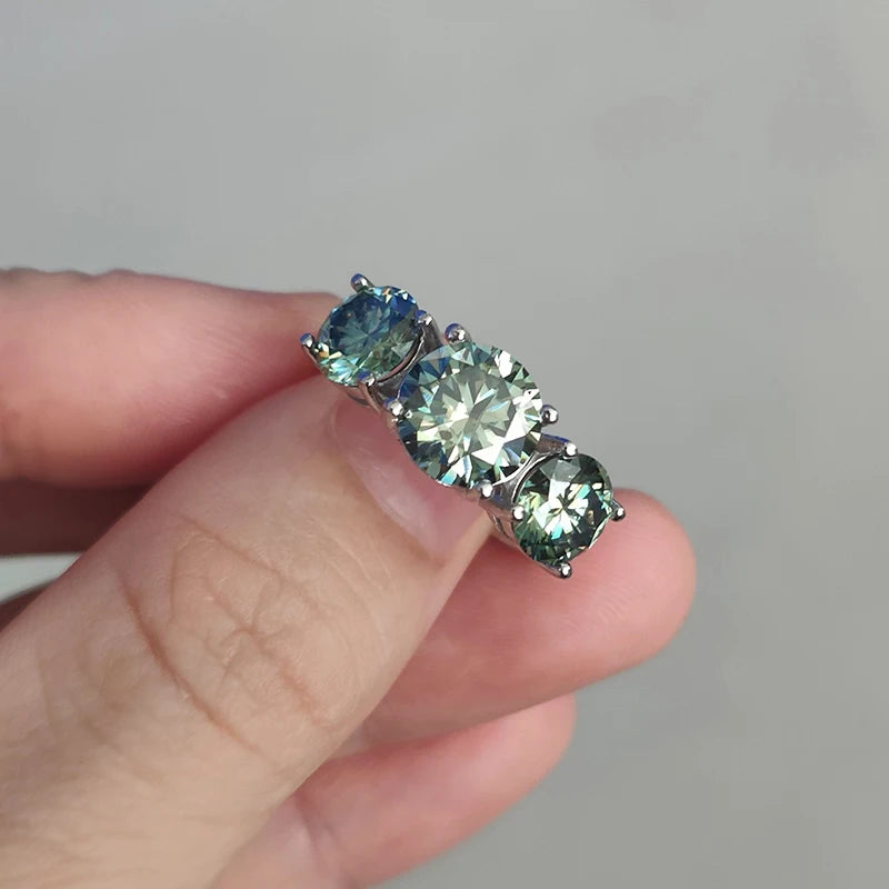 White Gold 4/2CT Moissanite Ring for Women Sparkling Lab Grown Diamond Wedding Band S925 Solid Silver Jewelry Wholesale