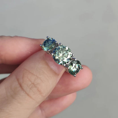 White Gold 4/2CT Moissanite Ring for Women Sparkling Lab Grown Diamond Wedding Band S925 Solid Silver Jewelry Wholesale