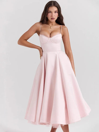 Summer Long Evening Dress Elegant 2025 New Arrivals Spaghetti Strap Corset Bustier Dress Satin Prom Dress Women