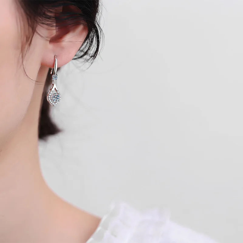 Each 0.5CT D Color Genuine Moissanite Drop Earrings for Women Water Drop Luxury Wedding Jewelry 925 Sterling Silver