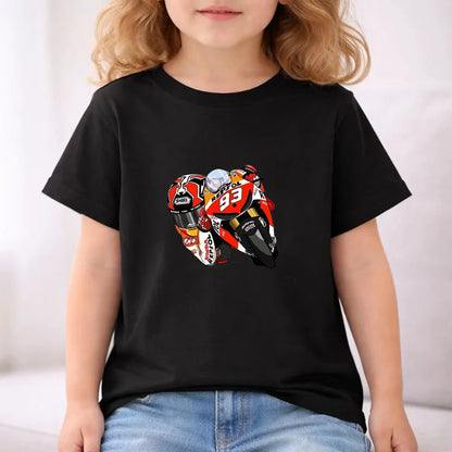 Summer red Short Sleeve T Shirt +shorts 2 Piece Motorcycle race car number 93 Children Clothes Casual Boy Girl Kid Tracksuit