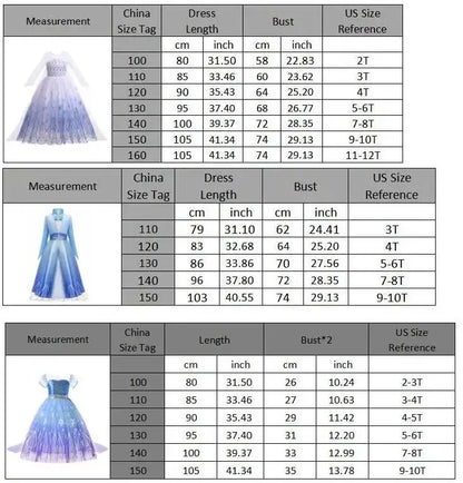 2-10Y Kids Prium Cosplay Elsa Anna Costume Dress 2025 Winter Long Mesh Princess DressGirl Christma Carnival Clothes Ball Gown