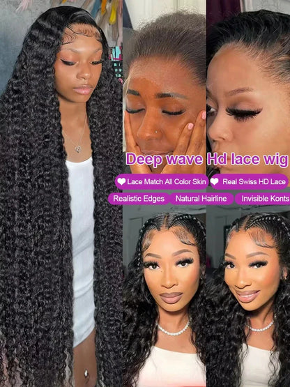 Hd 250 % Loose Deep Wave 30 38 40 Inch 13x6 HD Lace Frontal Human Hair Wigs Brazilian PrePlucke Water Curly 13x4 Lace Front Wig