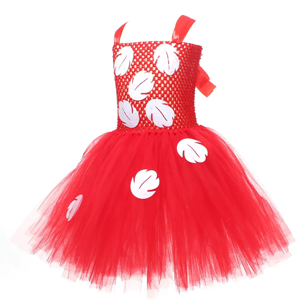 Kids Cosplay Dress for Girls Lilo Inspired Hawaiian Costume With Wreath Necklace Bag Doll for Halloween Birthday