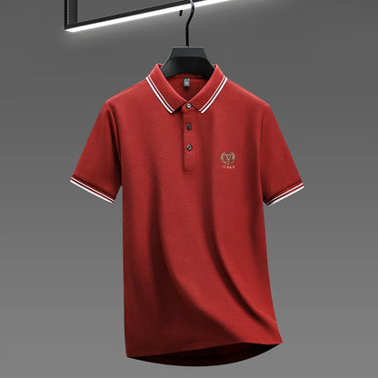 100% pure cotton men's polo shirt high-end brand unique letter printed short sleeve summer new comfortable casual lapel T-shirt