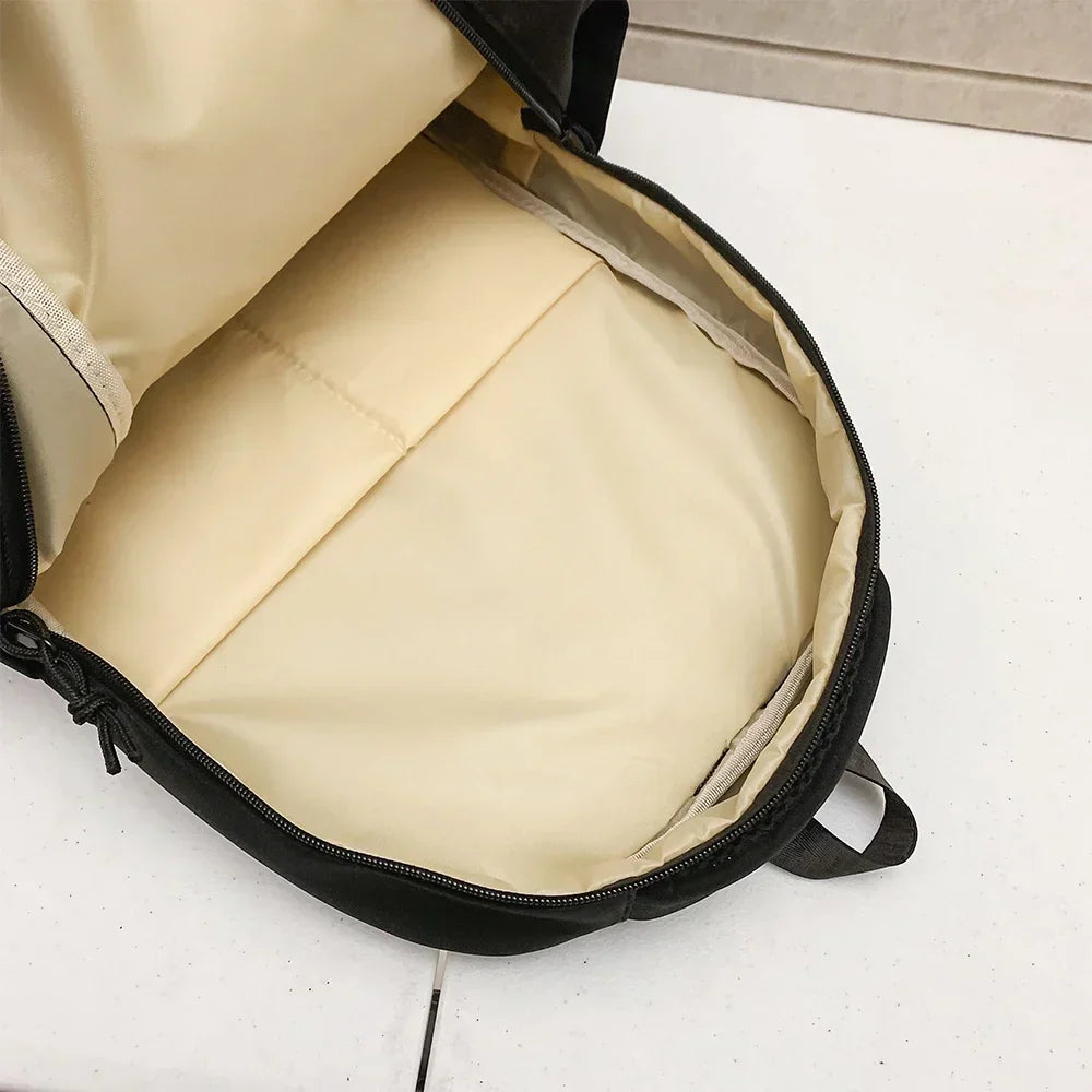 Large Capacity Solid Color Student Backpack Junior and high school simple black travel backpack