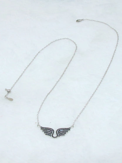 Delicate Women 24K Gold Plated Zircon Angel Wing Chain Pendant Necklace