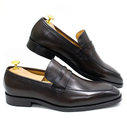 Men's Genuine Leather Penny Loafers Italian Design Luxury Classic Wedding Formal Office Business Dress Shoes