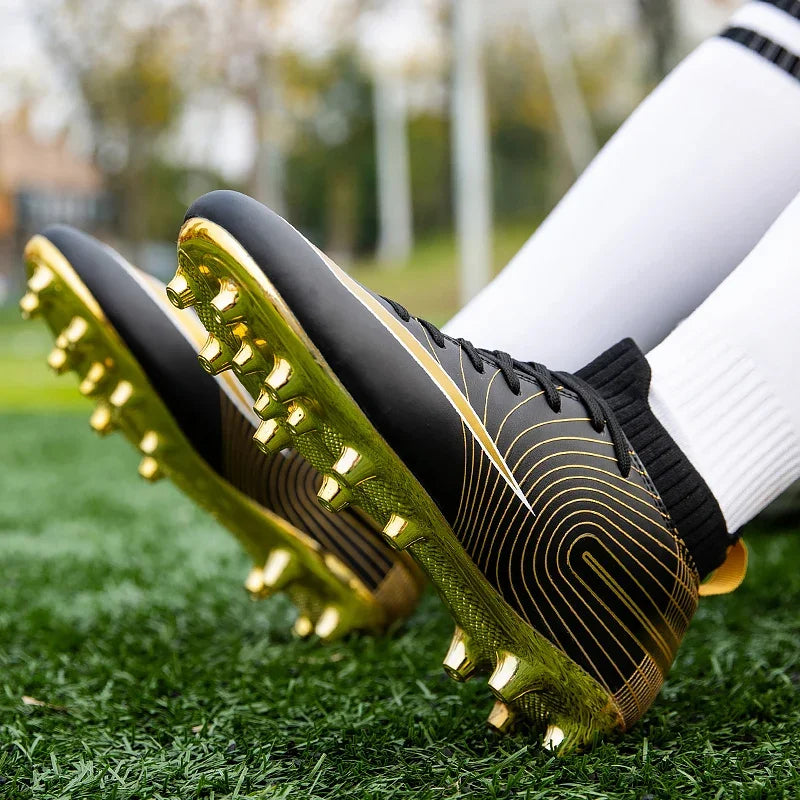 Professional Men Ankle Football Boots Outdoor Grass Cleats Unisex Soccer Shoes Long Spikes Tf Football Shoes Chuteira Society