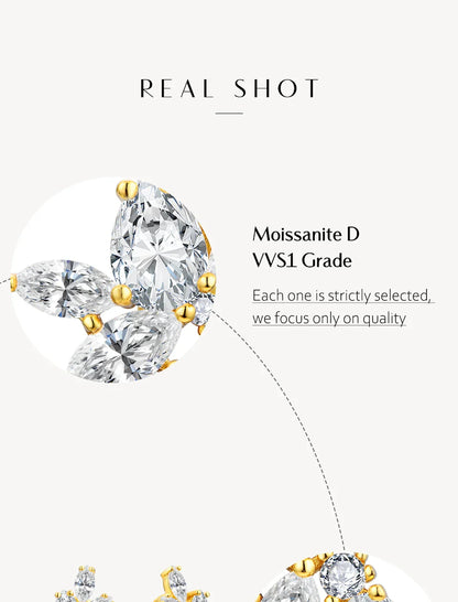 Luxury S925 Sterling Silver Moissanite Stud Earrings for Women Man Wedding Engagement Party Gift Exquisite Jewelry Sets