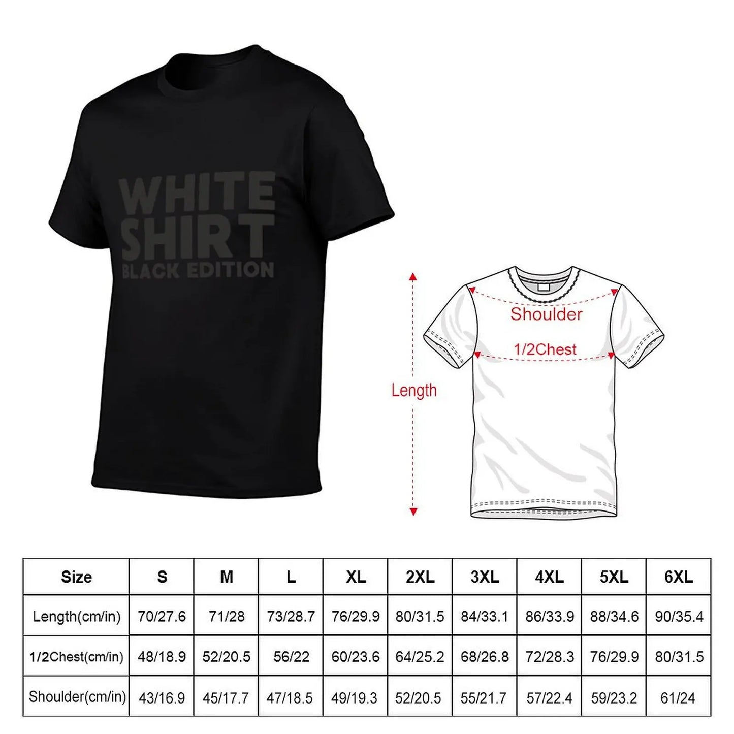 White Shirt Black Edition T-Shirt anime figures heavyweights cheap stuff Men's cotton t-shirt