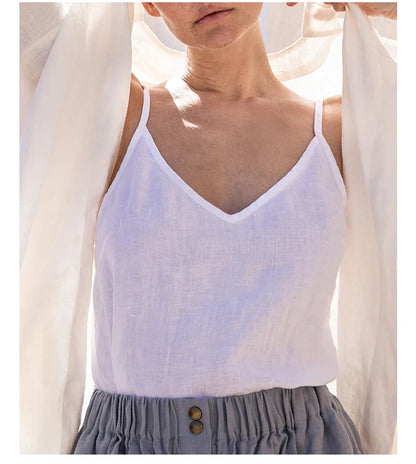 Vintage Cotton Linen Women's Summer Tank Top Sleeveless Harajuku Basic Cuasal Female Top For Girls Camisole Women Clothing