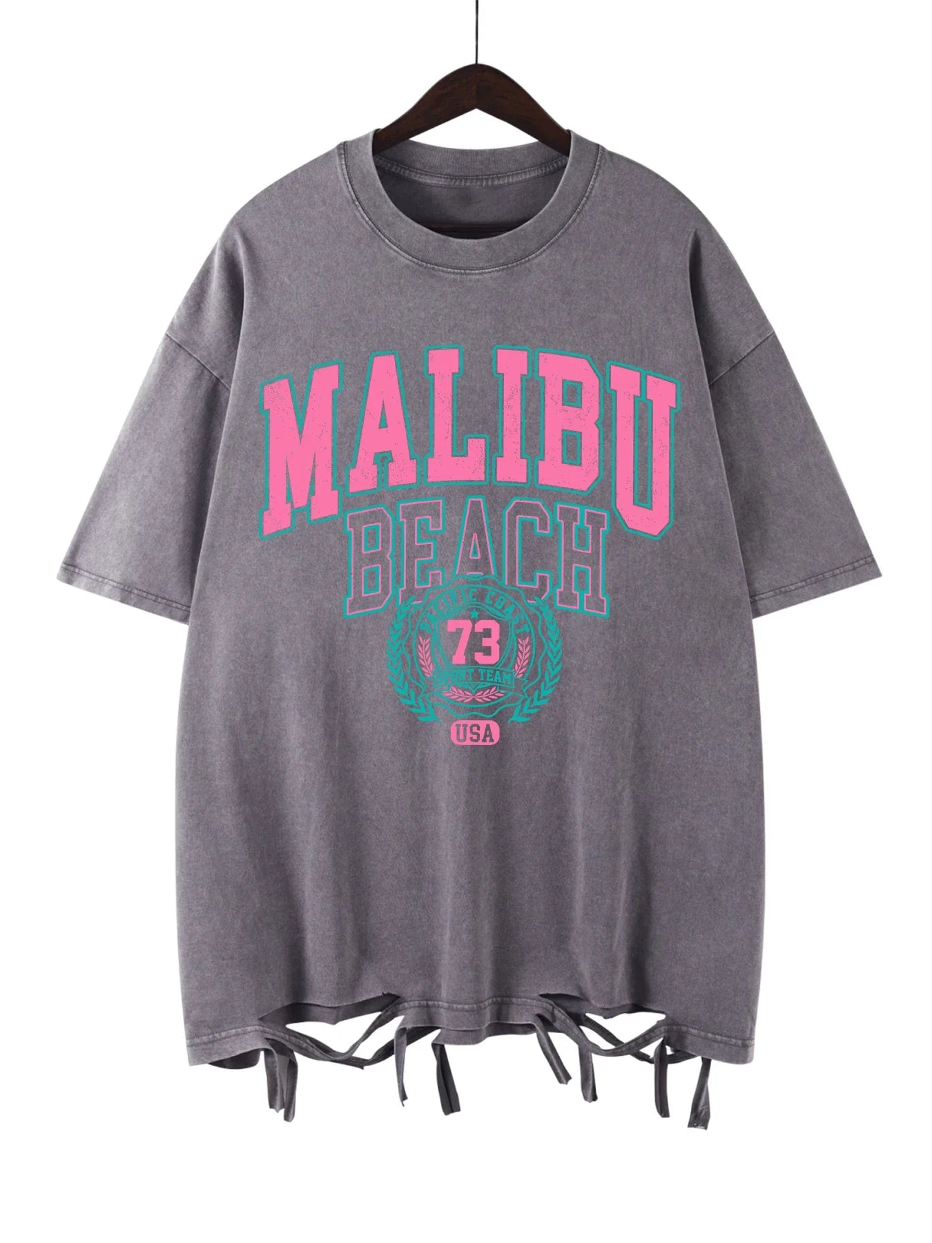 Beach Washed T-Shirt Women Letter Printing Cotton T Shirt Comfortable Crewneck Tops Casual Oversized Tees Female Clothes
