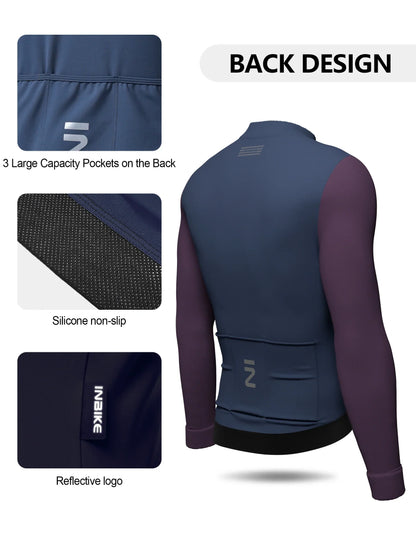 Winter Cycling Clothing for Men Fleece Cycling Sets Long Sleeve Jersey with Pockets Long Bicycle Bib Pants for Road Bikes