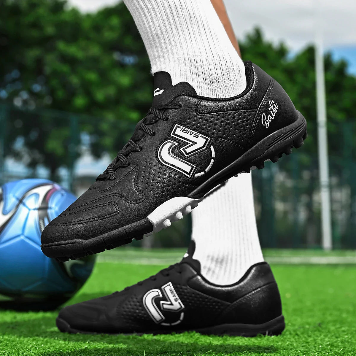 TF Turf Soccer Cleats for Kids Youth Men Women Breathable Non-Slip Training Shoes with PU Fabric Rubber Sole