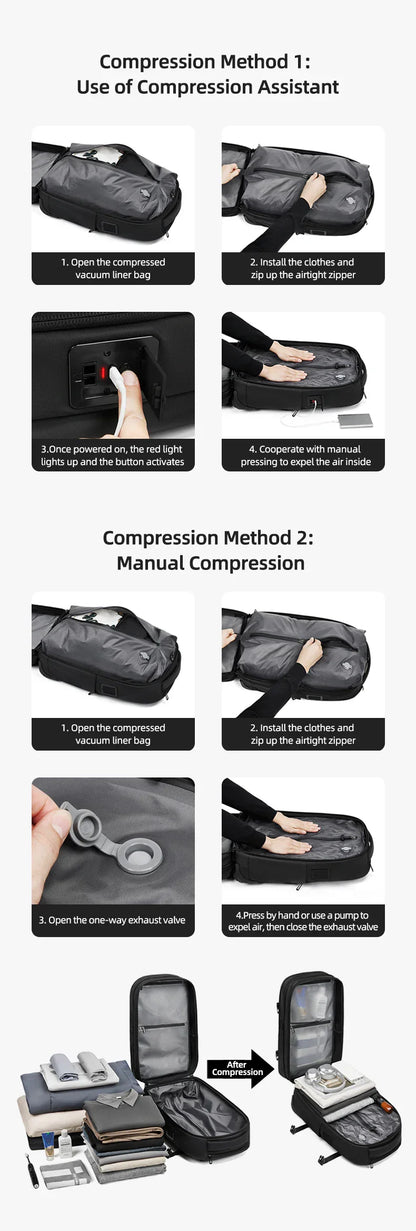 Travel Trolley vacuum compression business backpacks pump for Man Wheeled backpack On wheels luggage Rolling Bags For Boardable