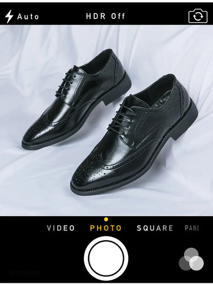 High Quality Height Increase Oxford Dress Shoes Men Genuine Cow Leather Suit Shoes Lift Brogues Wedding Formal Elevator Shoes
