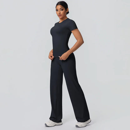 Fitness Sports Workout Yoga Set for Women Naked Feel Slim Casual Workout Top T-Shirt Quick Drying Push Up Running Pants Yoga Set