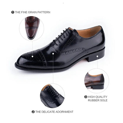 Luxury Mens Leather Wedding Shoes China Factory Hot Selling Handmade Genuine Men Formal Dress Shoes Lace-Up Classic Brogue Shoe