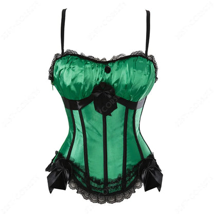 Women Corset Top With Straps Bustier Pink Lace Corset Overbust Tank Tops Thin Straps Sexy Green Corset for Women