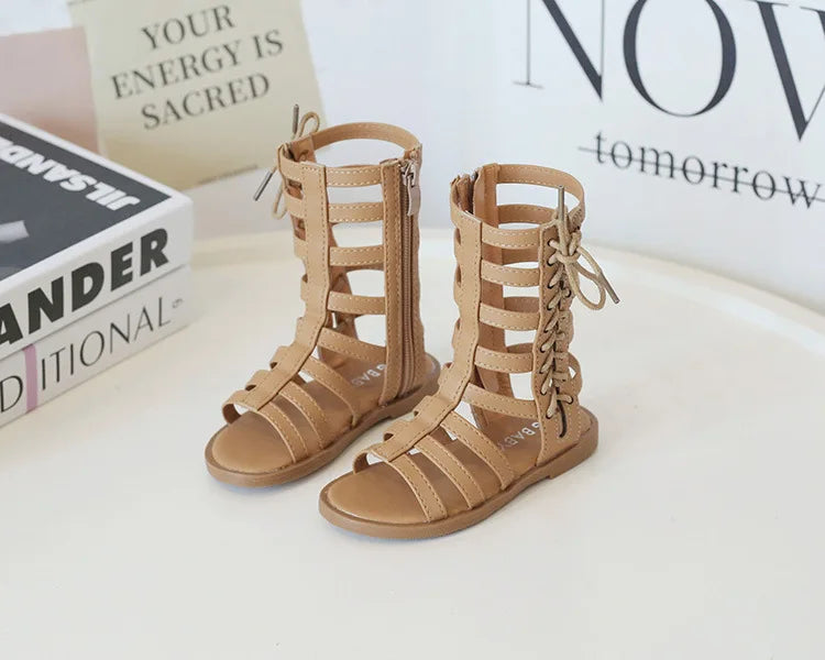 Children Sandals High-top Kids Girls Sandals Baby Sandals High Quality Flat Cut-Outs Beach Sandals