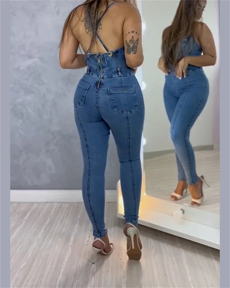 Body Shaper Bodysuit Thigh Trimmer Japanese 2000s Style Y2k One-piece Personality Jeans Figure-flattering