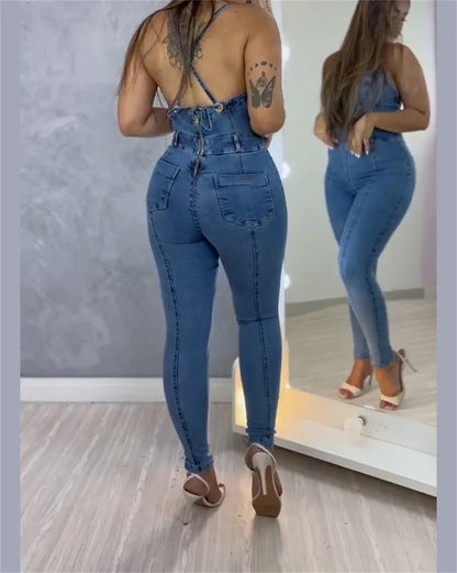 Body Shaper Bodysuit Thigh Trimmer Japanese 2000s Style Y2k One-piece Personality Jeans Figure-flattering