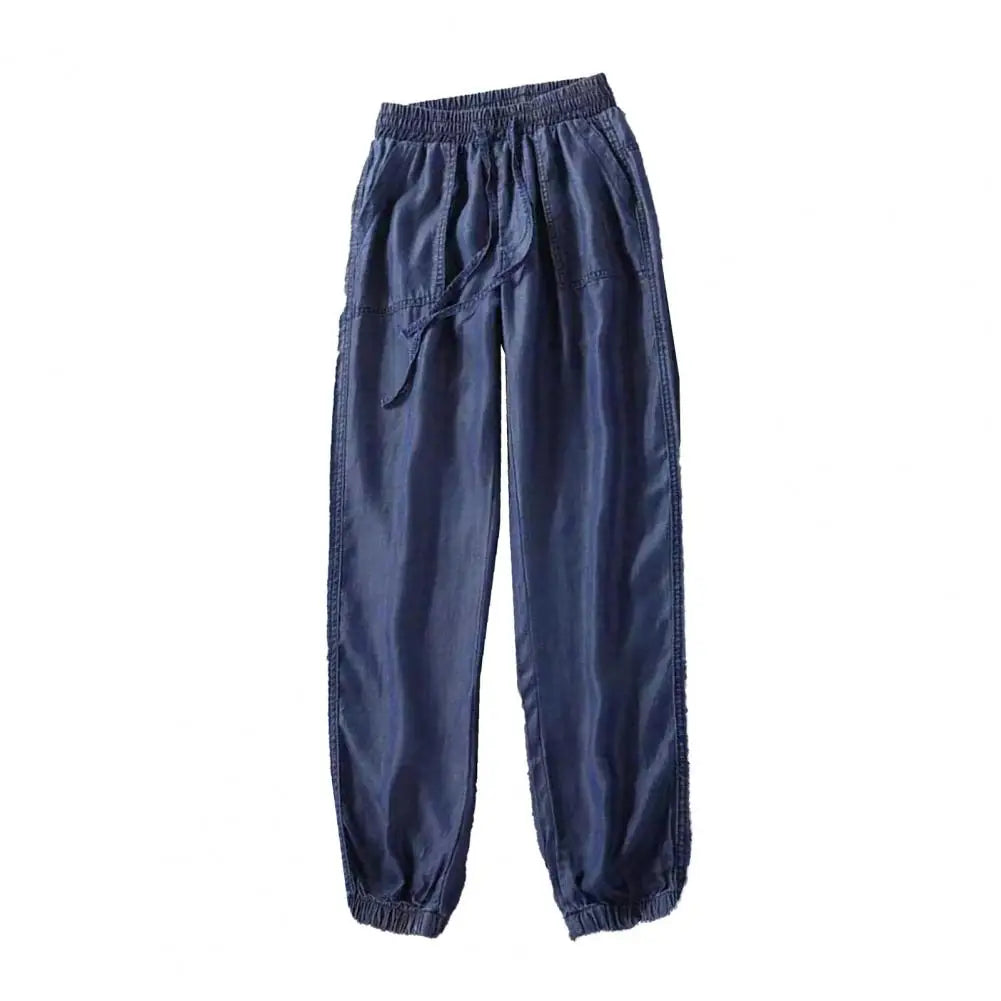 Women Elastic High Waist Drawstring Harem Pants