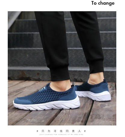 Lightweight Men Casual Shoes Breathable Slip on Male Casual Sneakers Anti-slip Men's Flats Outdoor Walking Shoes Size 39-46