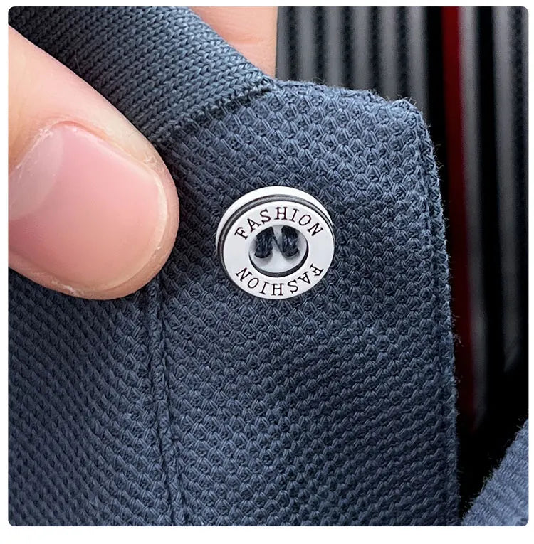 100% pure cotton autumn high-end luxury men's brand long sleeved polo shirt original embroidered dog design golf top T-shirt