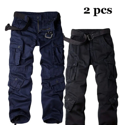 Multi-Pocket Work Pants Men Midweight Field Training Trousers Autumn 1/2Pcs Casual Cargo Pants Outdoor Tactical Hiking Trousers