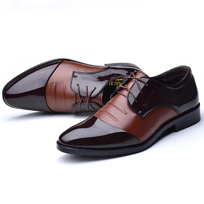 Retro Classic Dress Shoes for Black PU Leather Oxfords Casual Business Shoes for Male Wedding Party Office Formal Work Shoes