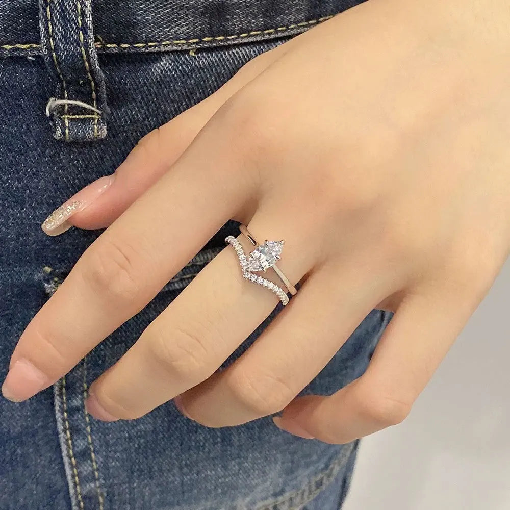 D VVS1 1ct Marquise Cut Moissanite Ring GRA s925 Sterling Silver Plated 18k Diamond Stacking Engagement Rings for Women